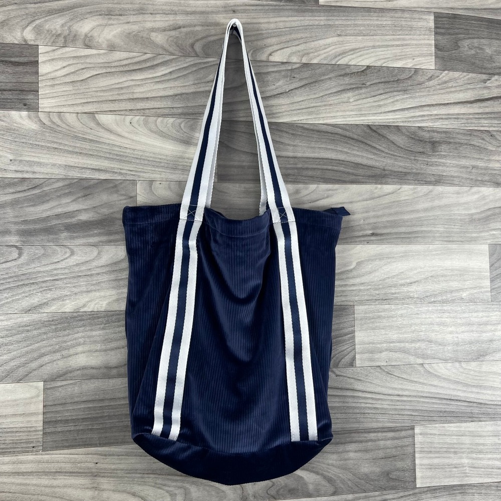 Pink Victoria's Secret Tote Bag Womens Blue Velvet Dual Handle Zip Casual Basic - Picture 2 of 14